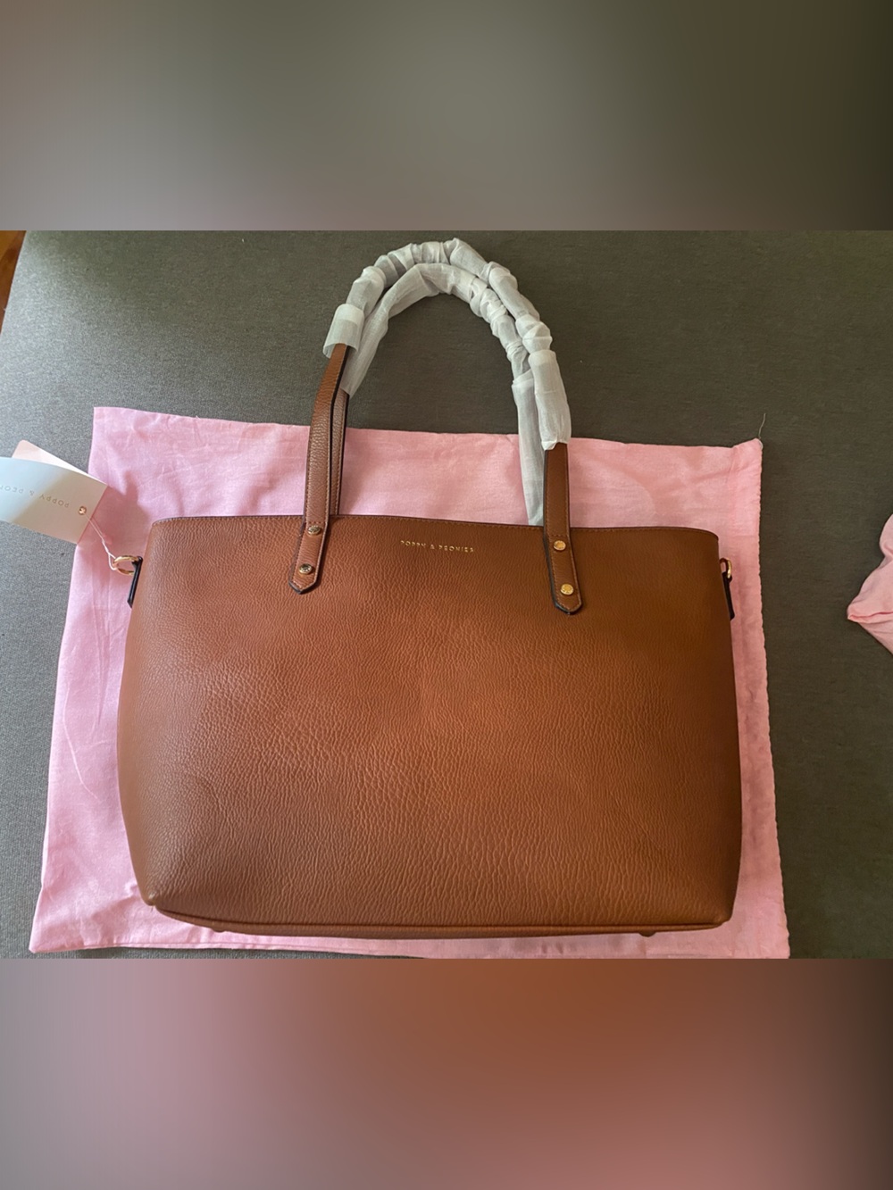 Poppy & Peonies Chestnut GO-GETTER vegan Leather Tote